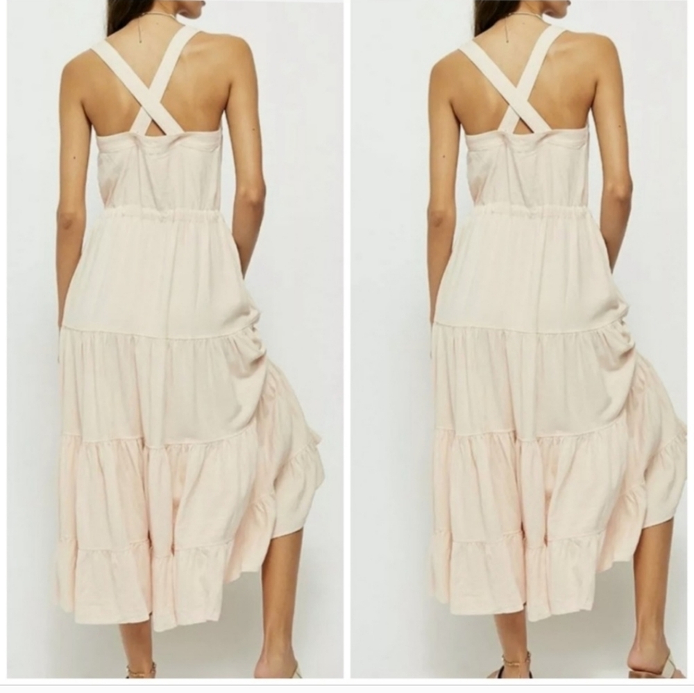Free People Catch the Breeze Dressbiff White Size Small Linen Blend - Picture 3 of 15